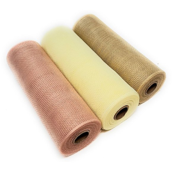 10" Decorative Non Metallic Deco Mesh Ribbon Rolls (Rose Gold, Ivory, Champagne) - Picture 2 of 3